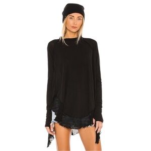 Free People We The Free Starlight Tee Washed Black Sz M NWT